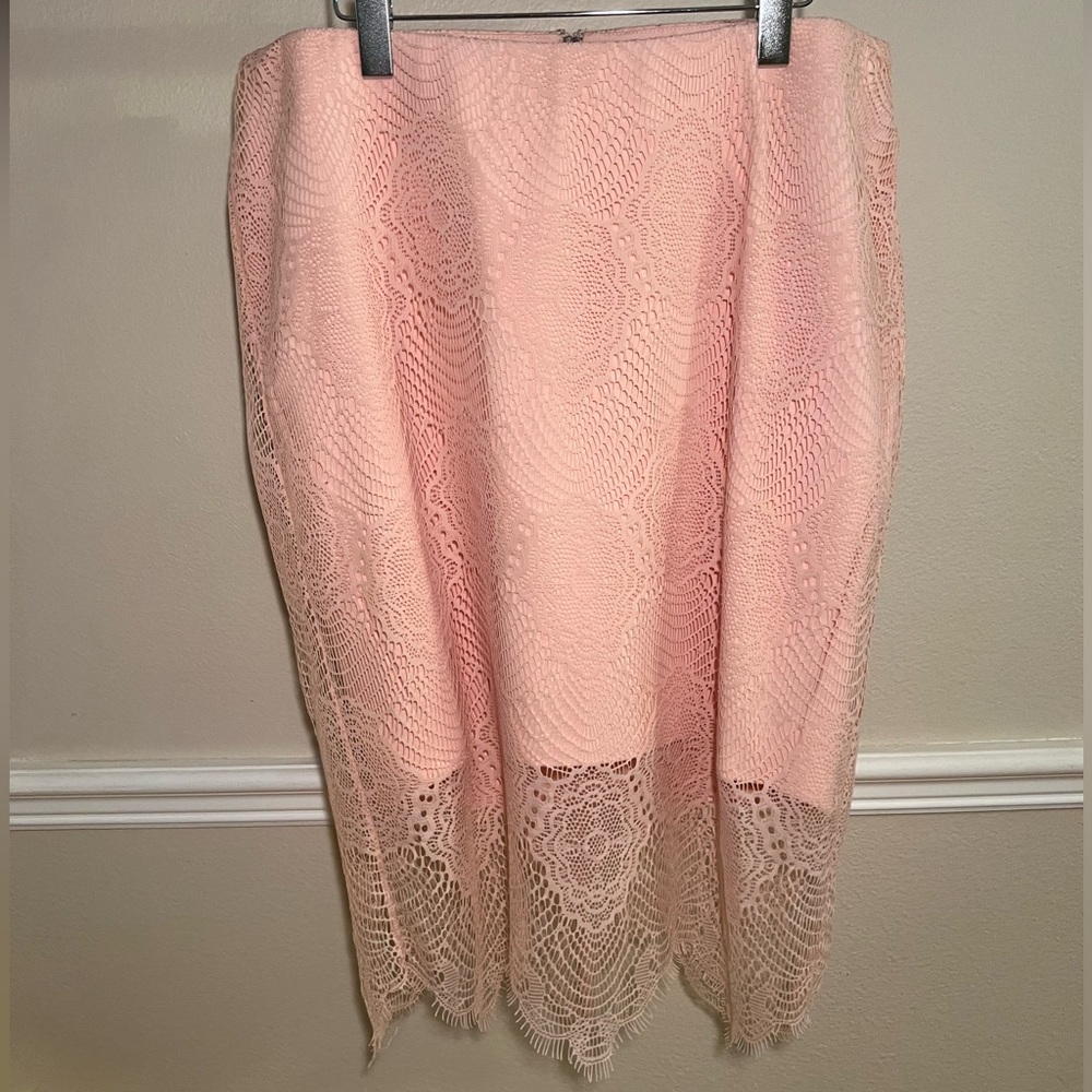 Torrid pink lace pencil skirt